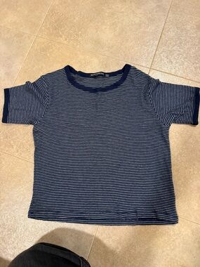 Brandy Melville navy striped crop top